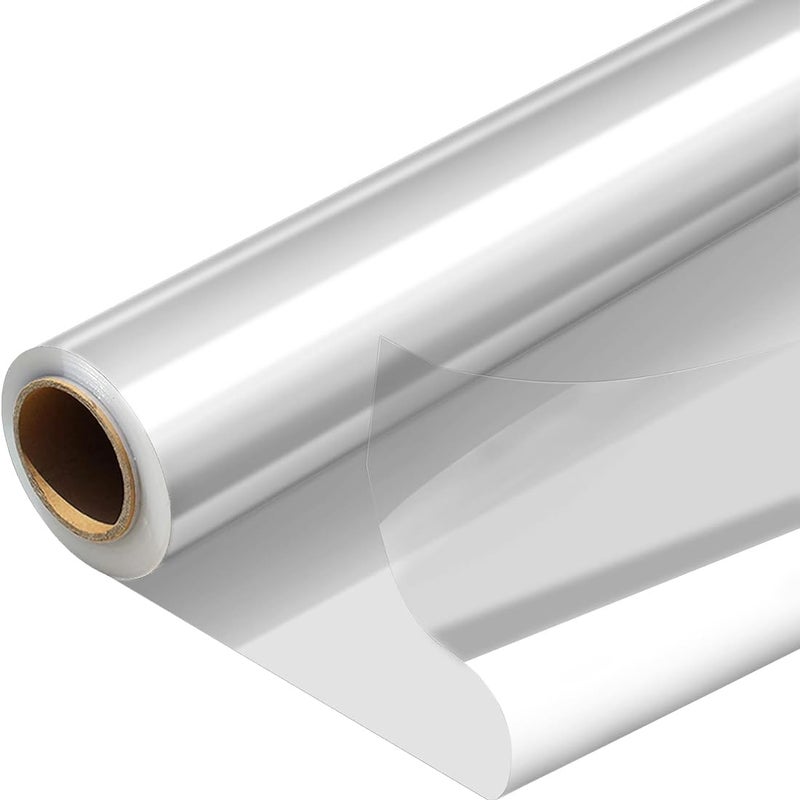 PH PERKHOMY PerkHomy Folio Clear Cellophane Wrap Roll 32" x 50' Folded 3 Mil Thick Cellophane For Gift Basket Treats Goodie Wrapping Craft Flower Bouquet Plastic - Image 1